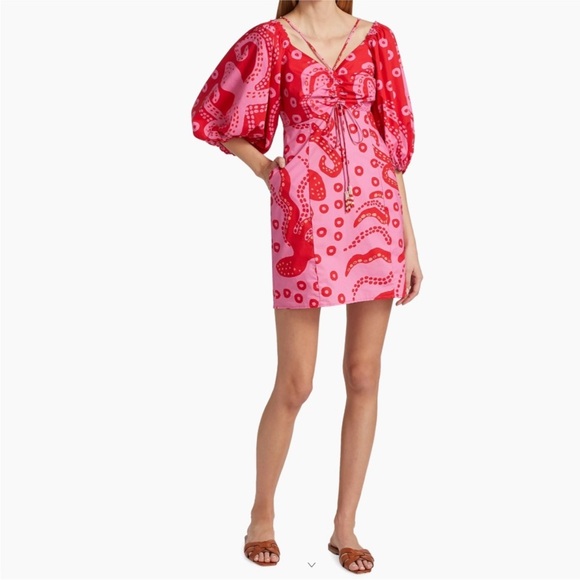 FARM RIO Octocool Puff-Sleeve Mini Dress Super Cute - L - Picture 5 of 15